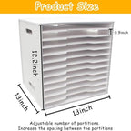 12-Tier Adjustable Paper Storage Rack, PVC Desktop File Organizer Shelf with Wooden Bookshelf Design, Durable Multi-Layer Document Holder for Office