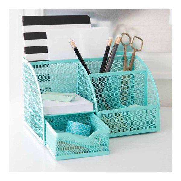 Blu Monaco Aqua Desk Organizer - Cute Turquoise Accessories & Stationery Holder for School, Locker, Bedroom or Home