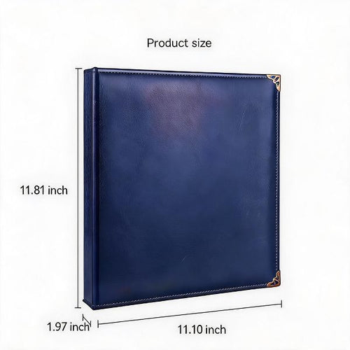 2 Pack Blue Vintage PU Smooth Texture, 3-Hole Ring Binder , Durable Retro Elegant Professional Office School Business Three-Ring Binder