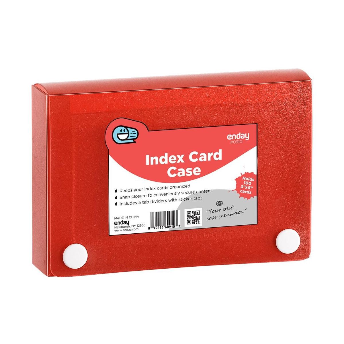 3" X 5" Index Card Case Holds 100 Cards Includes Business Card/Index Holder and 5 Tab Dividers Comes in Assorted Colors - 4-Pack Multicolor