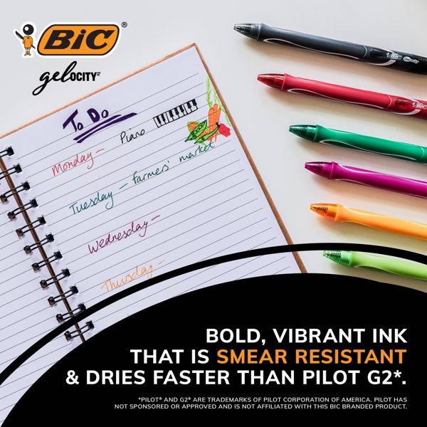 BiC 8pk Gelocity Quick Dry Assorted Ink: 0.7mm Point, Art & Stationery, Office Supplies
