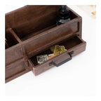 Blu Monaco Brown Wood Mail Organizer with Drawer & Pen Holder - Desk Organizer for Bills, Storage, Countertop & Kitchen