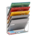 Mind Reader 5-Tier Vertical File Storage, Desktop Organizer, Wall Mount, Office, Metal Mesh, 12.75"L x 4"W x 16"H, Silver: Office Supplies