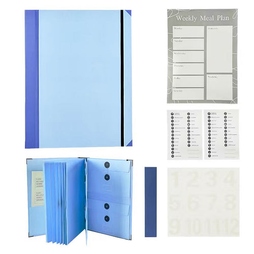 10-Pocket Expanding File Folder Organizer – A4/Letter Size Accordion Document Holder with Elastic Closure & Labels – Durable Acid-Free Paper, Blue