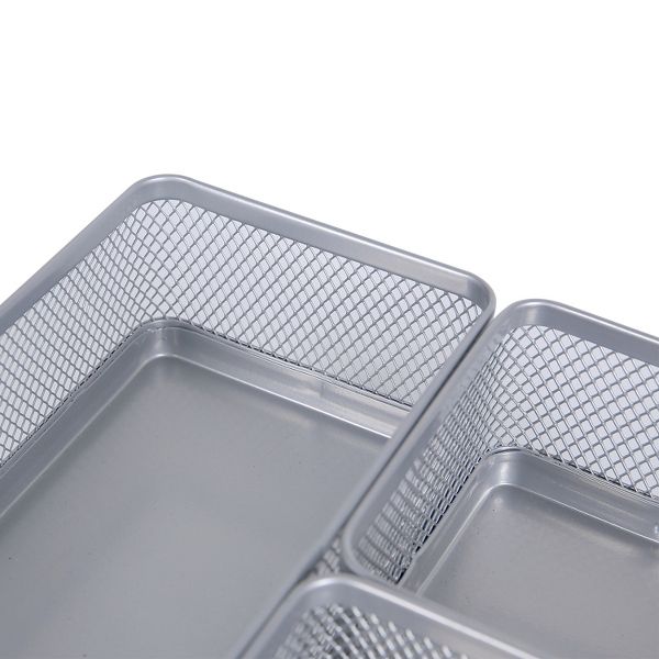 Mesh Desk Organizer Silver - Brightroom™: Steel Office Supplies, Desk Drawer Organizer, 8"x8"x4.5"