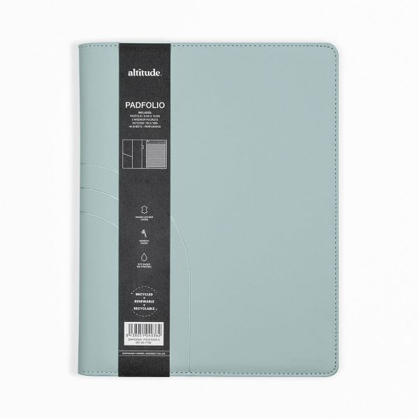 Altitude Padfolio 8.5"x10.5" Vegan Leather Seafoam Blue Debossed Arch