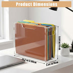 File Organizer Box for Letter Size Hanging Folders, Acrylic Desk File Holder with Portable Handle, Clear Narrow Size Envelope File for Office