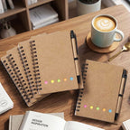 30PCS Spiral Notebook Set with Lined Paper - Portable Pocket Size - Includes Free Eco-friendly Ballpoint Pens, Sticky Notes, 5-Color Bookmarks