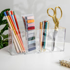 Martha Stewart Kerry Plastic 4 Compartment Pen Holder Office Desktop Organizer with Gold Trim