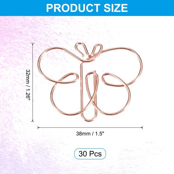 Unique Bargains Home Office Supplies Metal Cute Butterfly Shape Durable Paper Clip 30 Pcs Gold