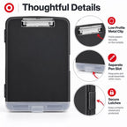 Storage Clipboard 8.5" x 11" with Document Compartment & Pen Slot, Black