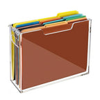File Organizer Box for Letter Size Hanging Folders, Acrylic Desk File Holder with Portable Handle, Clear Narrow Size Envelope File for Office