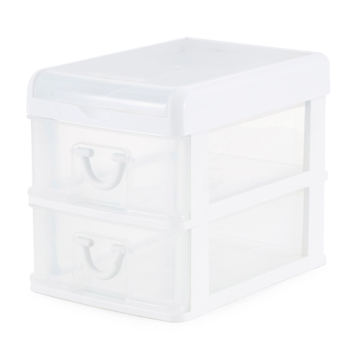 Gracious Living 2-Drawer Desktop and Countertop Organizer Drawer Set, White/Clear