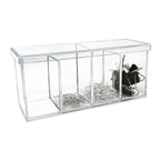 Isaac Jacobs 2-Pack 4-Compartment Clear Acrylic Organizers with Lid (9” L x 3” W x 4” H), Makeup Brush Holder, Sectional Tray (2, Clear)