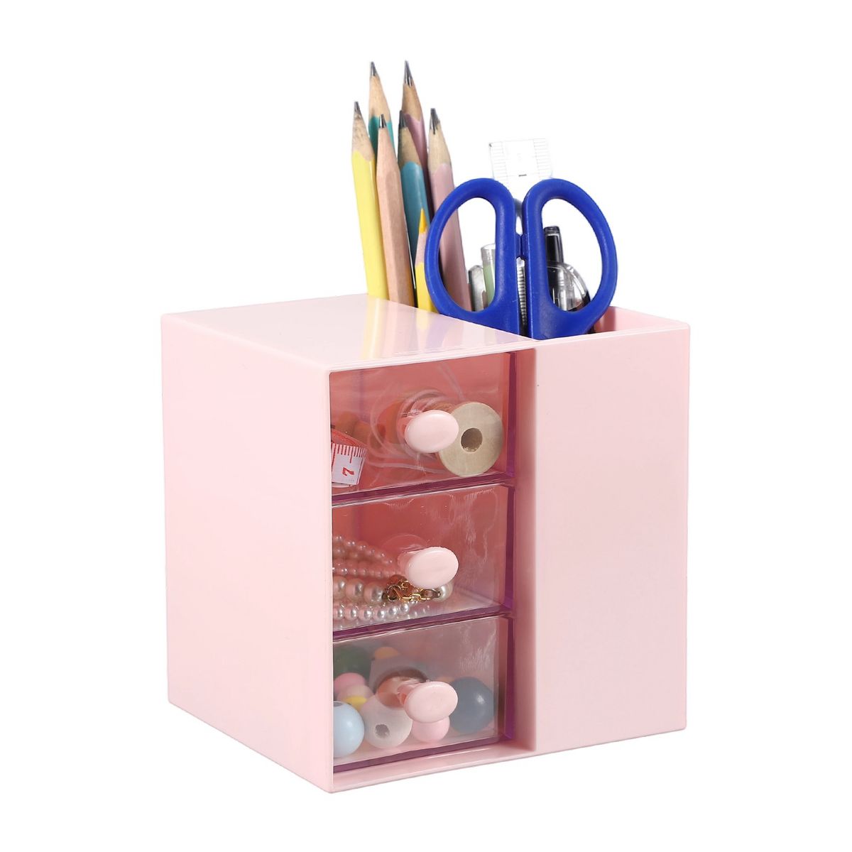 Unique Bargains Plastic Office Supplies Bedroom Desk Makeup Storage Drawer Blue