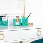 Blu Monaco 5 Piece Dark Teal Desk Organizer Set - Desk Organizers and Accessories for Women - Teal Desk Accessories - Desktop Organization