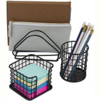 Sorbus Wire Metal 5 in 1 Desk Organizer Set - for Papers, Files, Writing Tools, and More (Black)