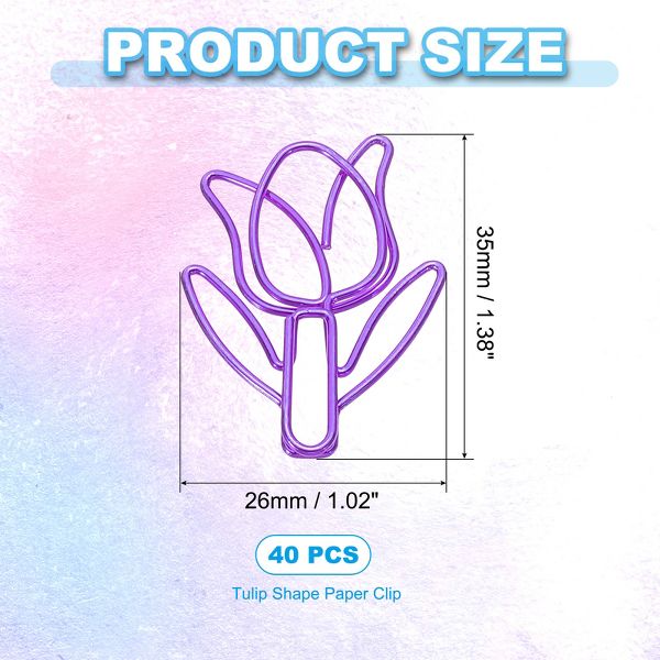 Unique Bargains Metal Tulip Shape Cute Bookmarks Paper Clip for Fun Office Supplies 40 Pcs Multicolored