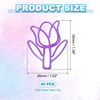 Unique Bargains Metal Tulip Shape Cute Bookmarks Paper Clip for Fun Office Supplies 40 Pcs Multicolored
