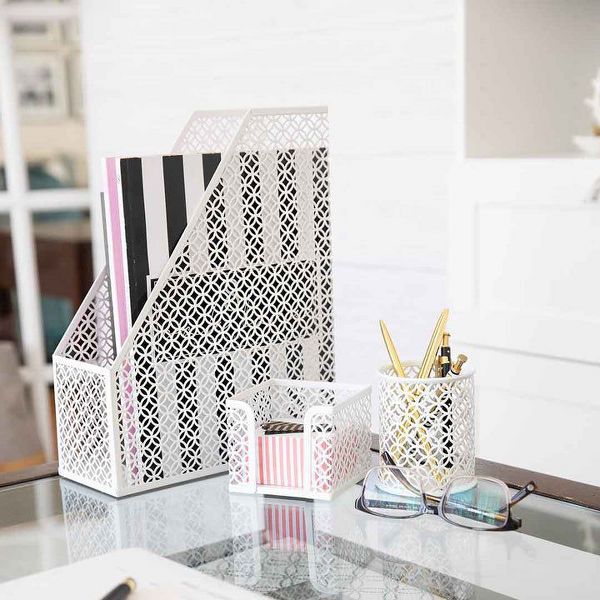 Blu Monaco 5 Piece Dark Teal Desk Organizer Set - Desk Organizers and Accessories for Women - Teal Desk Accessories - Desktop Organization