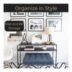 Blu Monaco Black Mail Organizer with Drawer and Gold Handle - Desktop Mail Holder and Office Supplies Storage