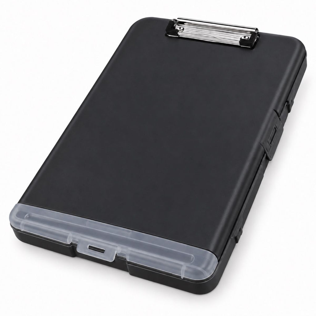 Storage Clipboard 8.5" x 11" with Document Compartment & Pen Slot, Black