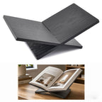 Minimalist Collapsible Wood Book Stand – Matte Black Adjustable Triangle Book Holder – Ergonomic Hands-Free Stand for Desk and Reading