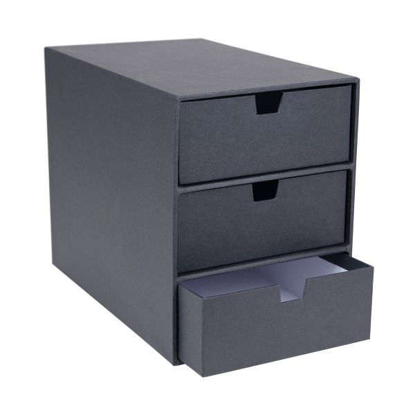 Bigso Ingrid 3-Drawer Fiberboard Desk Organizer | Stackable Desktop Storage for Office Supplies