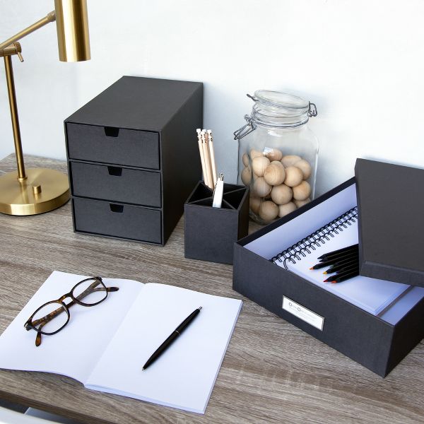 Bigso Ingrid 3-Drawer Fiberboard Desk Organizer | Stackable Desktop Storage for Office Supplies