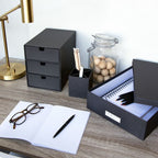 Bigso Ingrid 3-Drawer Fiberboard Desk Organizer | Stackable Desktop Storage for Office Supplies
