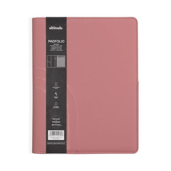 Altitude Padfolio 8.5"x10.5" Vegan Leather Mauve Pink Debossed Arch