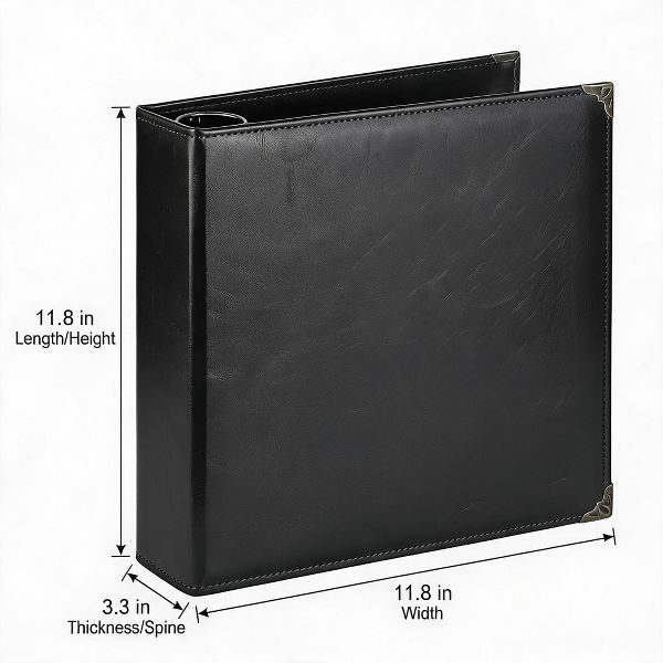 2 Pack Blue Vintage PU Smooth Texture, 3-Hole Ring Binder , Durable Retro Elegant Professional Office School Business Three-Ring Binder