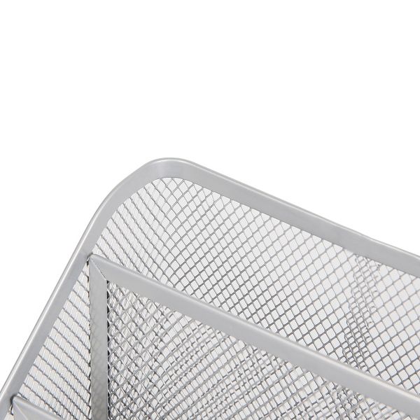 Mesh Medium Desktop Organizer Silver - Brightroom™: Steel Desk Tool Holder, Office Supplies, 7"x7"x6"