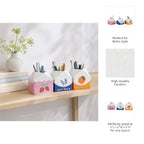 Ceramic Juice and Milk Carton Pencil Cups for Desk Organizer - Small Office Storage Destop Organizer for Workspace Decor - Set of 3, 4", Pink & Orange