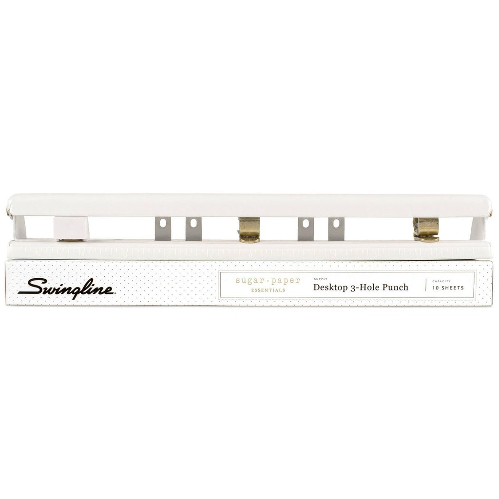 Desktop 3-Hole Punch White/Gold - Sugar Paper Essentials: Metal Office Tool for Binder, Multicolor