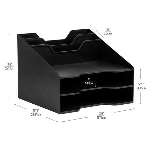 Mind Reader 3-Tier Plastic Desk Organization Set Black
