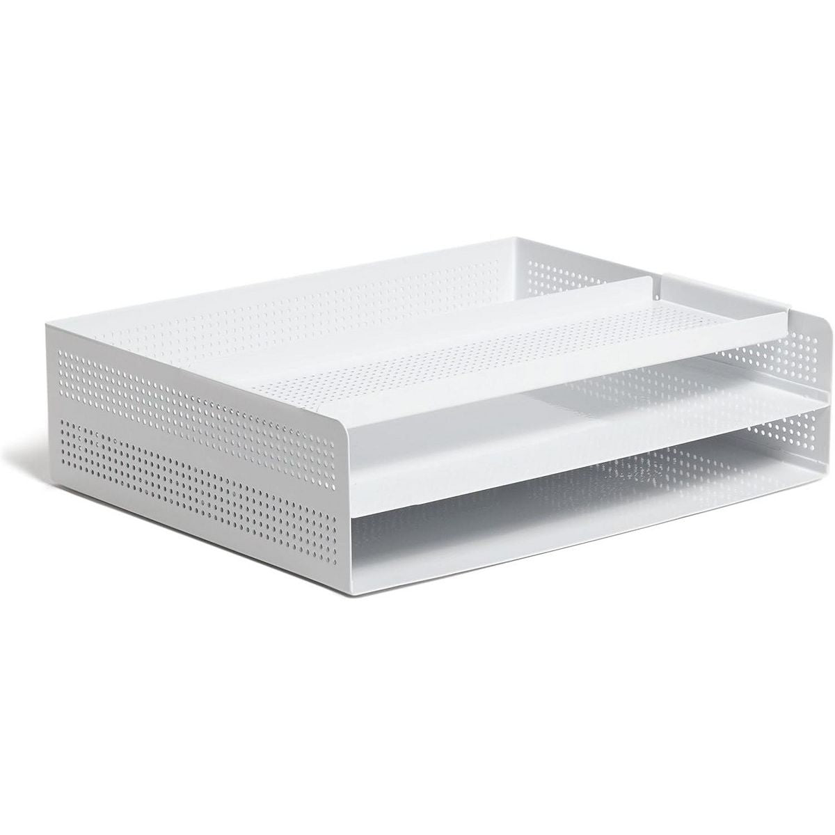 U Brands Modern Perforated Paper Tray, Office Supplies, Metal, White, 1 Count