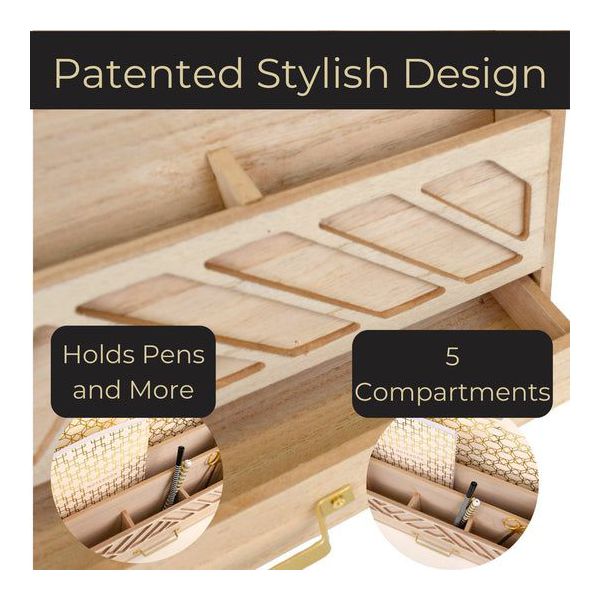 Blu Monaco Black Mail Organizer with Drawer and Gold Handle - Desktop Mail Holder and Office Supplies Storage