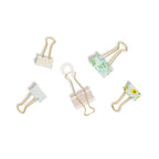 U Brands 24ct Binder Clips Vintage Sunflower: Steel Office Supplies, Small Multicolor Clips, Fasteners, 3.42" Width