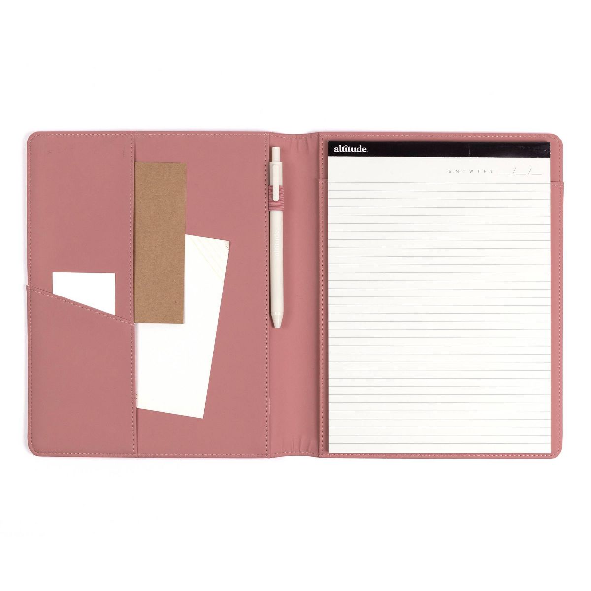 Altitude Padfolio 8.5"x10.5" Vegan Leather Mauve Pink Debossed Arch