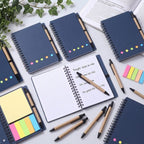 20 Pcs Spiral Notebooks with Sticky Notes & Pens, Kraft Cover Lined Journals with Colored Index Tabs for Office, School & Travel