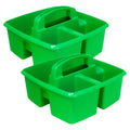 Storex Small Three-Compartment Classroom Supply Caddy with Handle, Green, 2-Pack