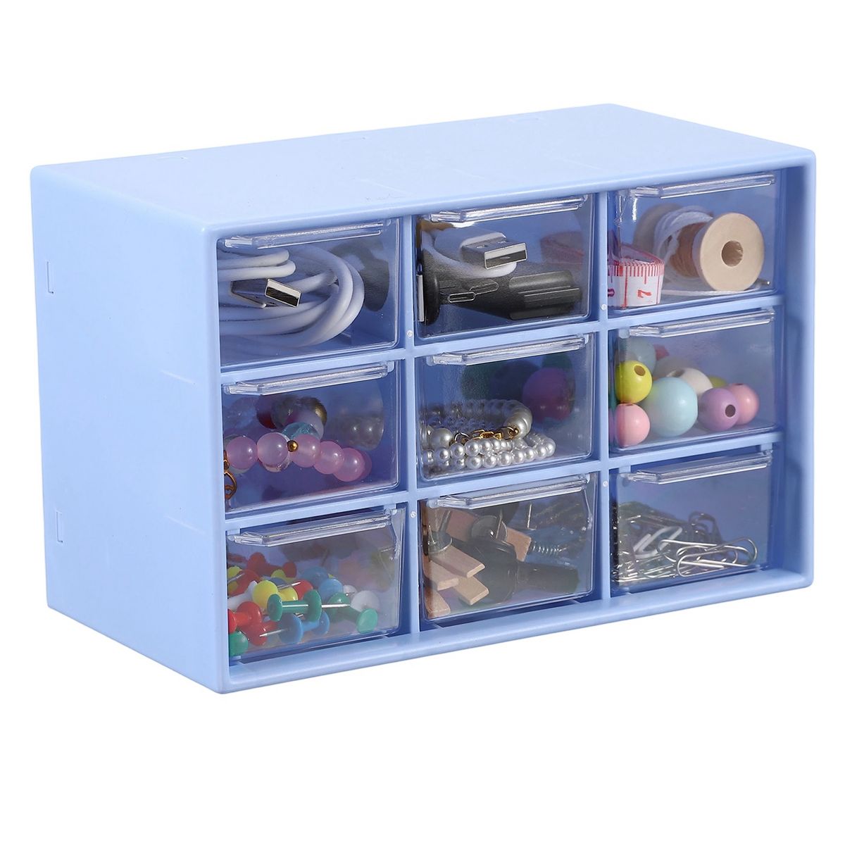 Unique Bargains Plastic Office Supplies Bedroom Desk Makeup Storage Drawers Black