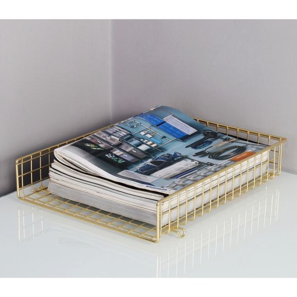Grid Wire Letter Tray Gold - Threshold™: Steel Desk Organizer for Office Supplies & Organization