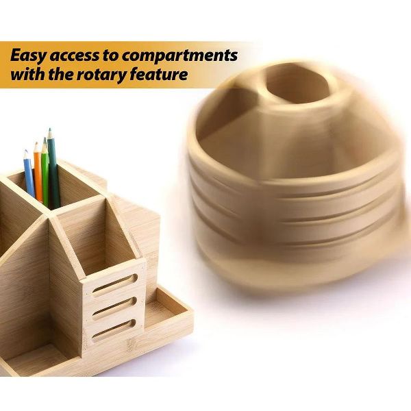 Officemate® Bamboo Rotary Organizer