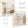 Wall‑Mounted Metal Magazine Holder, 2‑Pack Wire File Organizer for Books & Documents