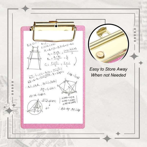 Unique Bargains Glitter Design Office Supplies Acrylic Clipboards 6.02 x 3.94 Inch Black 1 Pc