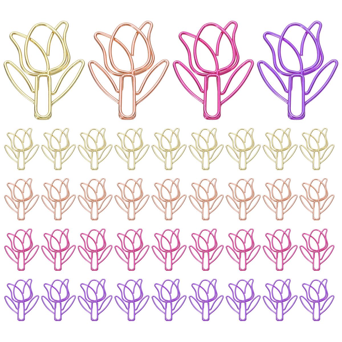 Unique Bargains Metal Tulip Shape Cute Bookmarks Paper Clip for Fun Office Supplies 40 Pcs Multicolored
