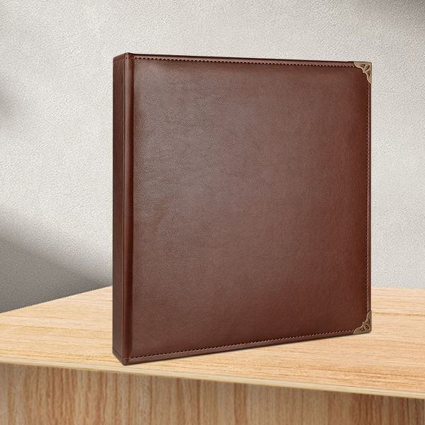 2 Pack Blue Vintage PU Smooth Texture, 3-Hole Ring Binder , Durable Retro Elegant Professional Office School Business Three-Ring Binder