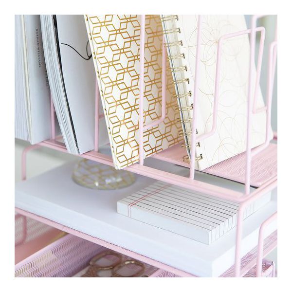 Blu Monaco Gold Desk Organizer - Cute File Holder for Desk & Drawer Storage for Office Supplies, Paper, Devices & Folders